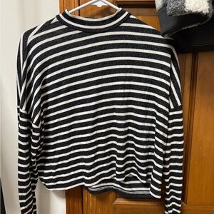 Forever 21 Black and White Striped Turtleneck Sweater